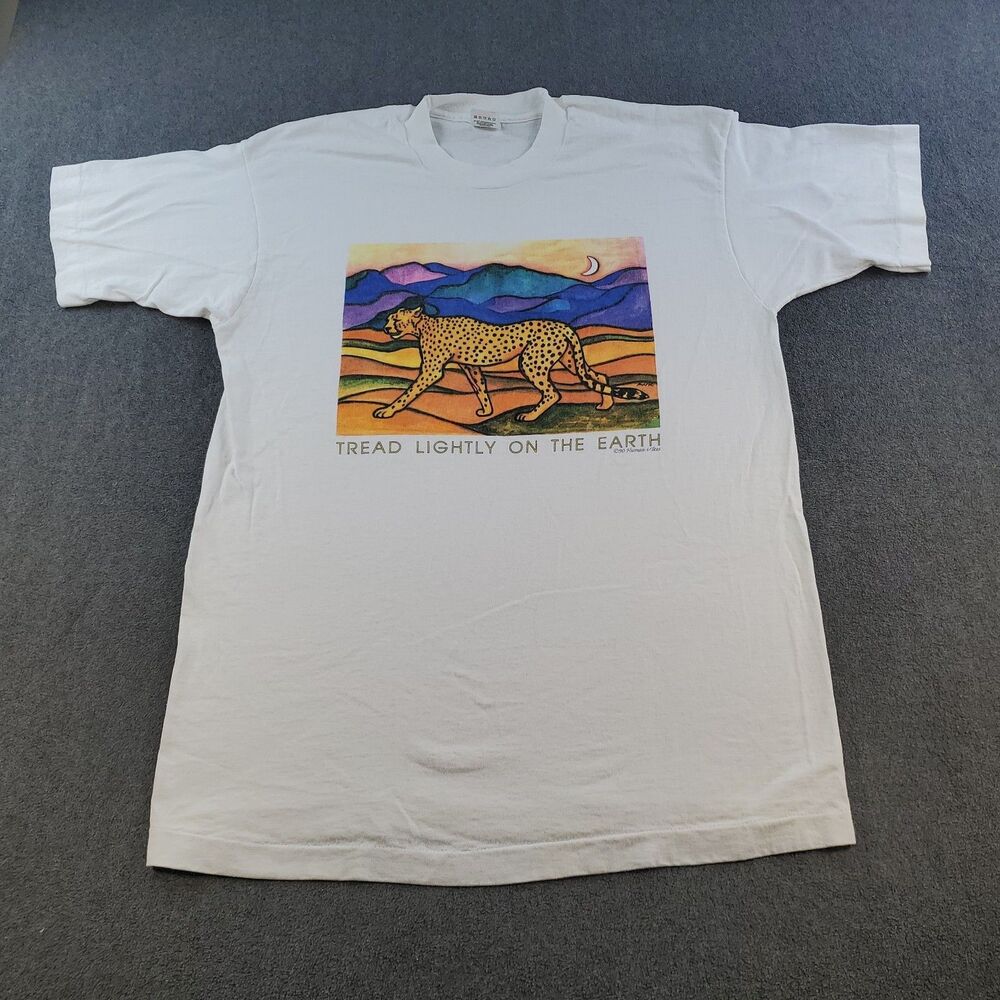Vintage 90’s Thrashed Tread Lightly on the Earth T-Shirt Large Single Stitch Whi